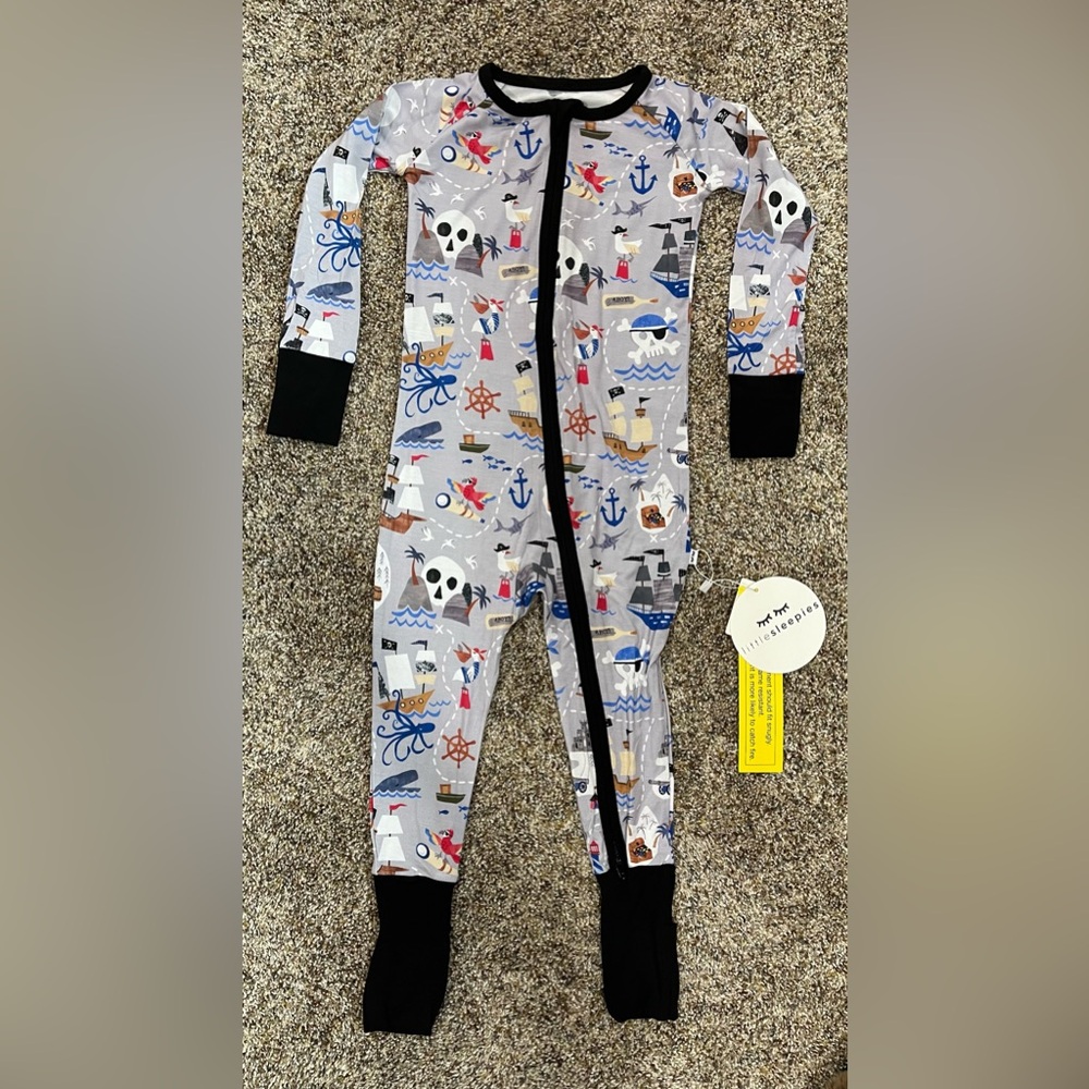 Little Sleepies Pirates Map Zippy 2T NWT